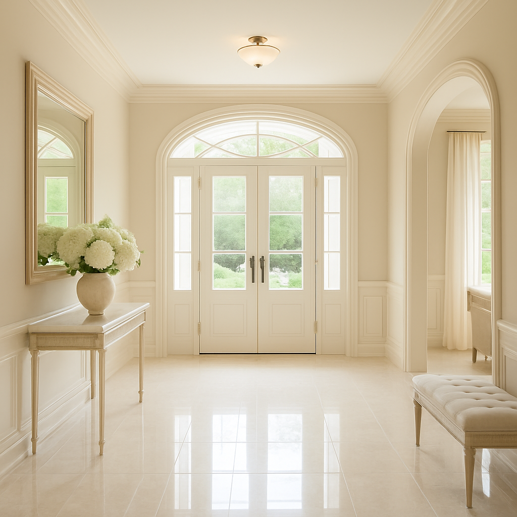 Polished entryway floors